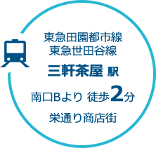 東急田園都市線東急世田谷線三軒茶屋 駅南口Bより 徒歩2分 栄通り商店街